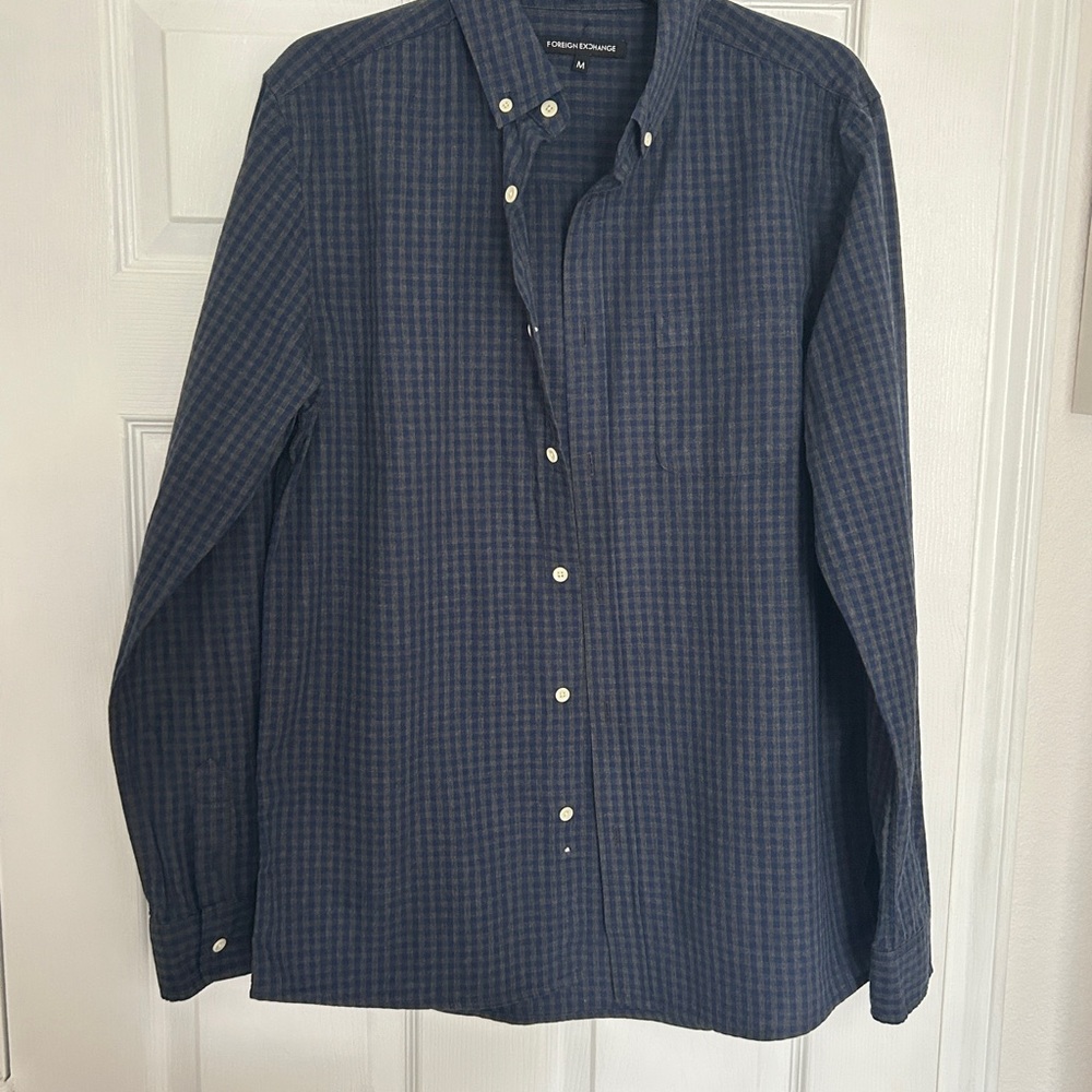Foreign Exchange Blue and gray Casual Button Down Shirt